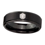 8mm-Chief-Master-Sergeant-Vector-Step-Edges-Brush-Black-Tungsten-Engagement-Ring