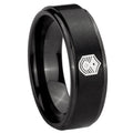 8mm Chief Master Sergeant Vector Step Edge Black Tungsten Ring