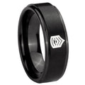 10mm Army Sergeant Major Step Edges Brush Black Tungsten Mens Engagement Band