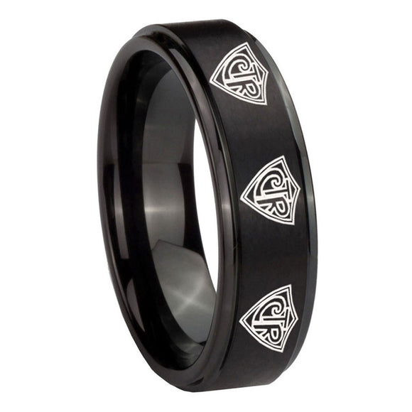 8mm-Multiple-CTR-Step-Edges-Brush-Black-Tungsten-Carbide-Men's-Promise-Rings
