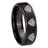10mm-Multiple-CTR-Step-Edges-Brush-Black-Tungsten-Carbide-Men's-Wedding-Ring