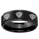 5, 8mm Multiple CTR Step Edge Brush Black Tungsten Ring