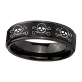 8mm-Multiple-Skull-Step-Edges-Brush-Black-Tungsten-Carbide-Mens-Wedding-Ring