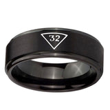10mm-Masonic-32-Triangle-Freemason-Step-Edges-Brush-Black-Tungsten-Carbide-Mens-Engagement-Band