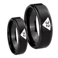 Masonic 32 Triangle Design Freemason Step Edges Brush Black Tungsten His And Hers Ring