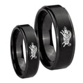 Wild Boar Step Edges Brush Black Tungsten Mens Set Ring