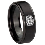 10mm-Masonic-32-Degree-Freemason-Step-Edges-Brush-Black-Tungsten-Carbide-Mens-Engagement-Band
