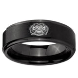 5, 8mm Masonic 32 Degree Freemason Step Edge Brush Black Tungsten Ring