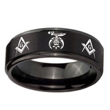10mm-Masonic-Shriners-Step-Edges-Brush-Black-Tungsten-Wedding-Bands-Ring