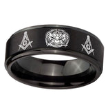 10mm-Masonic-32-Design-Step-Edges-Brush-Black-Tungsten-Mens-Engagement-Ring