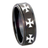 10mm-Multiple-Maltese-Cross-Step-Edges-Brush-Black-Tungsten-Mens-Promise-Ring