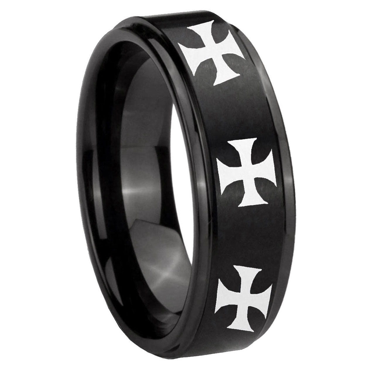 Celtic Triangle Fleur Delis Tungsten Carbide Couple Rings