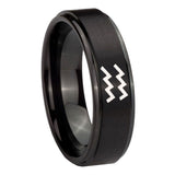 8mm-Aquarius-Horoscope-Step-Edges-Brush-Black-Tungsten-Wedding-Band-Mens