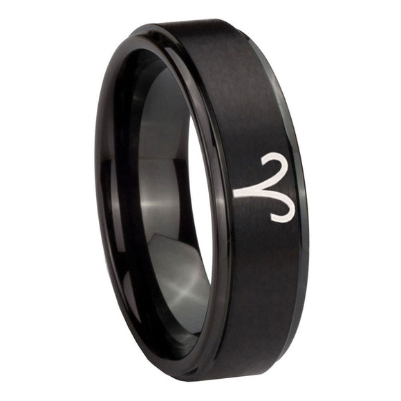 10mm-Aries-Zodiac-Step-Edges-Brush-Black-Tungsten-Carbide-Engagement-Ring