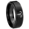 10mm Aries Zodiac Step Edges Brush Black Tungsten Carbide Engagement Ring