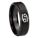 8mm-Cancer-Horoscope-Step-Edges-Brush-Black-Tungsten-Carbide-Wedding-Bands-Ring