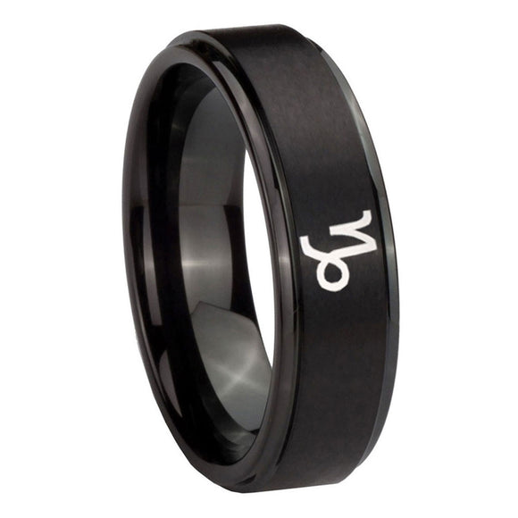 10mm-Capricorn-Zodiac-Step-Edges-Brush-Black-Tungsten-Mens-Anniversary-Ring