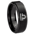 8mm Libra Horoscope Step Edges Brush Black Tungsten Bands