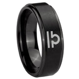 10mm Libra Horoscope Step Edges Brush Black Tungsten Carbide Men's Bands Ring