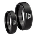 Libra Horoscope Step Edges Brush Black Tungsten Couple Wedding Bands