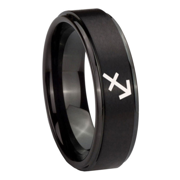8mm-Sagittarius-Zodiac-Step-Edges-Brush-Black-Tungsten-Custom-Ring-for-Men