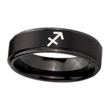 8mm-Sagittarius-Zodiac-Step-Edges-Brush-Black-Tungsten-Custom-Ring-for-Men