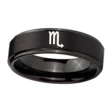 8mm-Scorpio-Horoscope-Step-Edges-Brush-Black-Tungsten-Carbide-Engagement-Ring