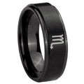10mm Scorpio Horoscope Step Edges Brush Black Tungsten Mens Engagement Ring