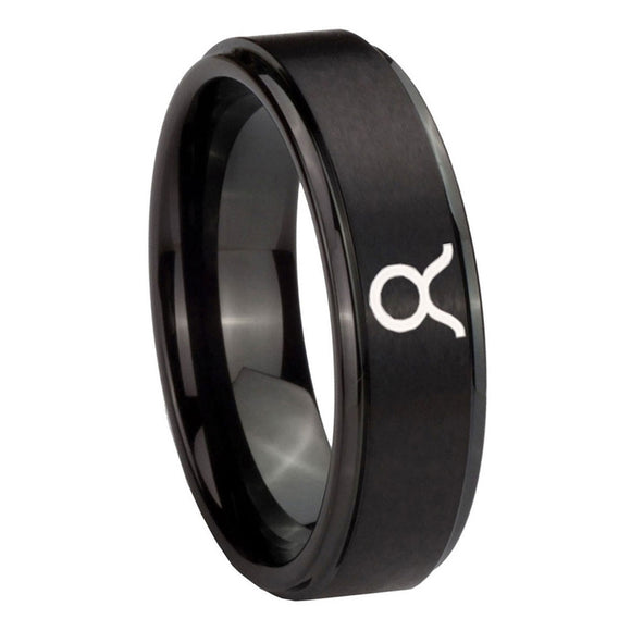 8mm-Taurus-Horoscope-Step-Edges-Brush-Black-Tungsten-Carbide-Engraved-Ring