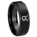 10mm Taurus Horoscope Step Edges Brush Black Tungsten Men's Engagement Ring