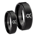 Taurus Horoscope Step Edges Brush Black Tungsten Wedding Set Ring