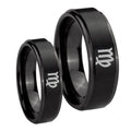 Virgo Zodiac Step Edges Brush Black Tungsten Couple Band Set