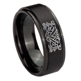 8mm-Celtic-Dog-Step-Edges-Brush-Black-Tungsten-Carbide-Bands-Ring