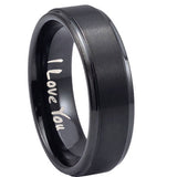 8mm-I-Love-You-Step-Edges-Brush-Black-Tungsten-Carbide-Men's-Wedding-Ring