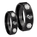 Marine Chief Master Sergeant Step Edges Brush Black Tungsten His and Hers