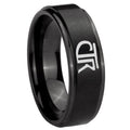 8mm CTR Step Edges Brush Black Tungsten Mens Wedding Band