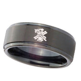 10mm-Fireman-Step-Edges-Brush-Black-Tungsten-Carbide-Mens-Anniversary-Ring