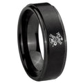 8mm Fireman Step Edges Brush Black Tungsten Promised Ring