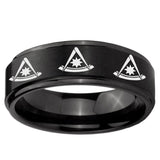 5, 8mm Multiple Pester Master Masonic Step Edge Brush Black Tungsten Men's Ring