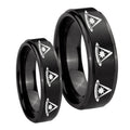 Multiple Pester Master Masonic Step Edges Brush Black Tungsten Mens Band Set
