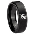 8mm Flash Step Edge Black Tungsten Wedding Band Engraving