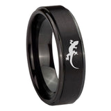 10mm-Lizard-Step-Edges-Brush-Black-Tungsten-Carbide-Custom-Mens-Ring