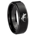 10mm Lizard Step Edges Brush Black Tungsten Carbide Custom Mens Ring