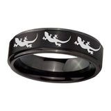 10mm-Multiple-Lizard-Step-Edges-Brush-Black-Tungsten-Custom-Ring-for-Men