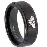 10mm-Zelda-Skyward-Sword-Step-Edges-Brush-Black-Tungsten-Mens-Bands-Ring