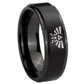 10mm Zelda Skyward Sword Step Edges Brush Black Tungsten Mens Bands Ring