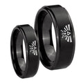 Zelda Skyward Sword Step Edges Brush Black Tungsten Couple Wedding Rings