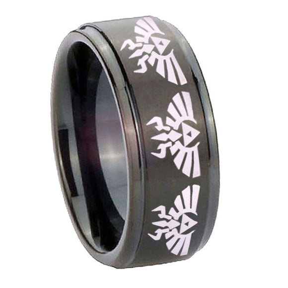 8mm-Multiple-Zelda-Skyward-Sword-Step-Edges-Brush-Black-Tungsten-Bands-Ring