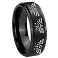 10mm Multiple Zelda Skyward Sword Step Edges Brush Black Tungsten Mens Ring