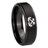 10mm-Anchor-Step-Edges-Brush-Black-Tungsten-Carbide-Engagement-Ring